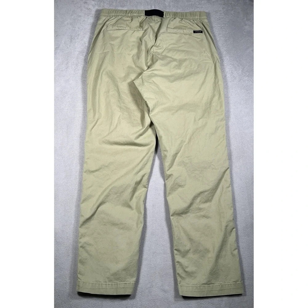 Polo Ralph Lauren Pants Mens Large Khaki Belted Chino Stretch Casual Classic Fit